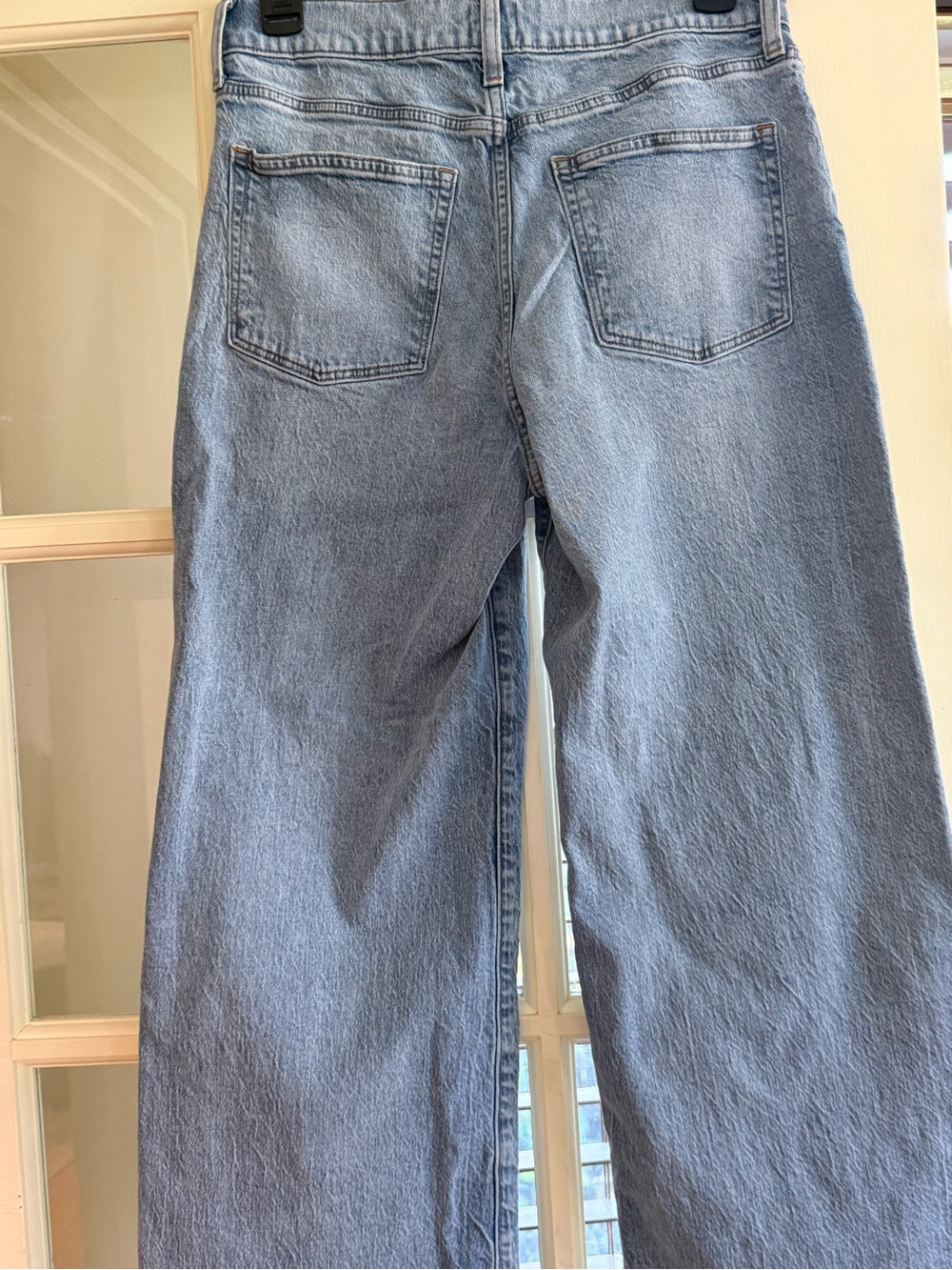 J. Crew Light Blue Wide-Leg Jeans with Frayed Hem - Picture 2 of 3